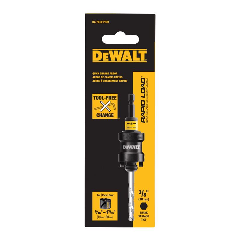 DeWalt DAH9938PBM Rapid Load Hole Saw Arbor, 9/16 inches - 1-3/16 inches