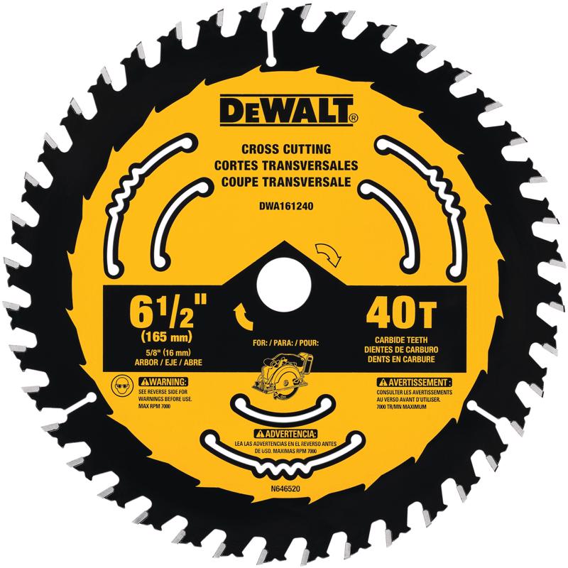 DeWalt DWA161240B10 Circular Saw Blade, Tungsten Carbide Tipped, 6-1/2 inches