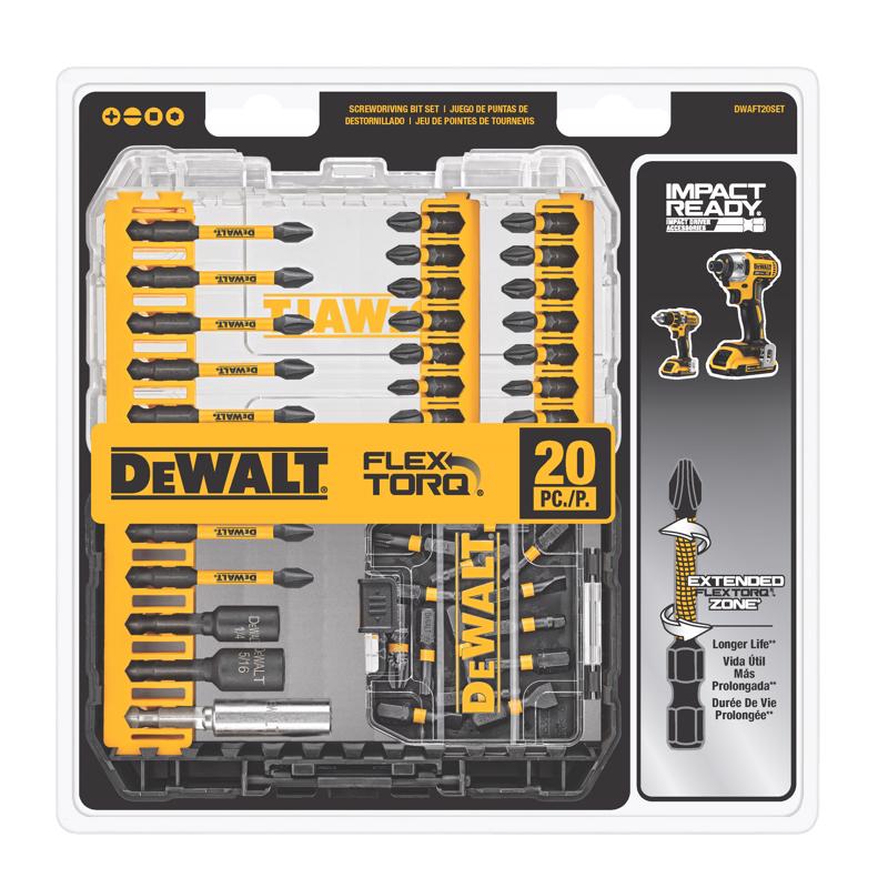 DeWalt DWAFT20SET FlexTorq Screwdriving Bit Set, 1/4 Inch