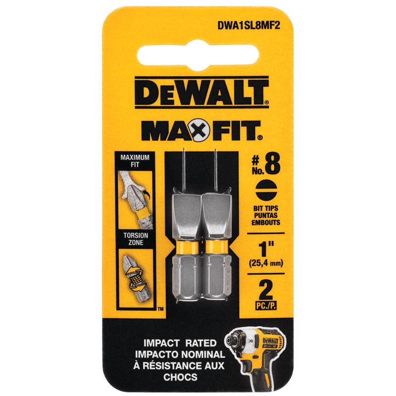 DeWalt DWA1SL8MF2 Max Fit Slotted Screwdriver Bit, #8 x 1 Inch