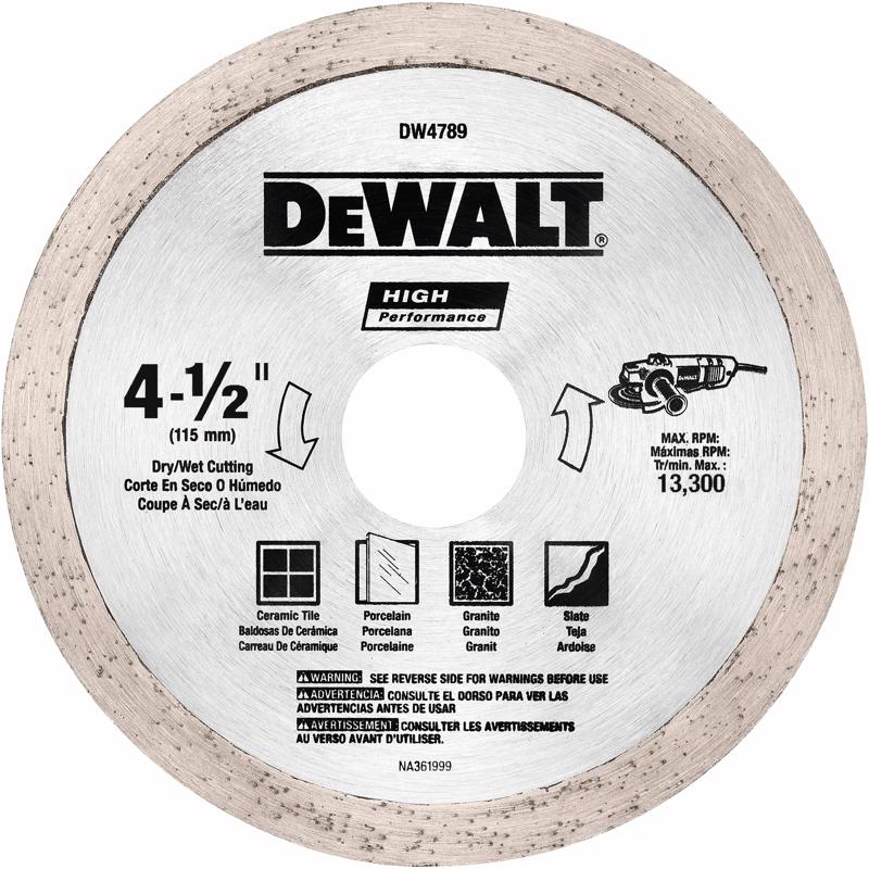 DeWalt DW4789 HP Continuous Rim Tile Blade, 4-1/2 Inch x 5/8 Inch