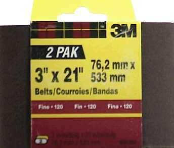 3M 9264-2 Power Sanding Belt 3"x21", 120 Grit, Fine