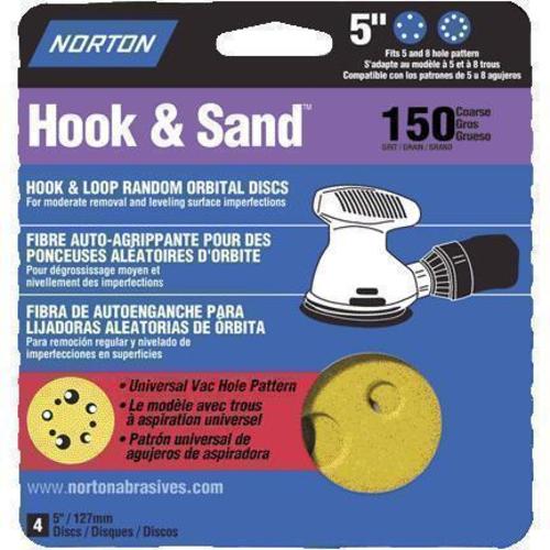 Norton 02003 Hook and Loop Sanding Discs, 5" Dia., Grit 150