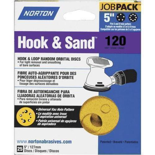 Norton 04060 Hook and Loop Sanding Discs, 5" Dia., 120 Grit