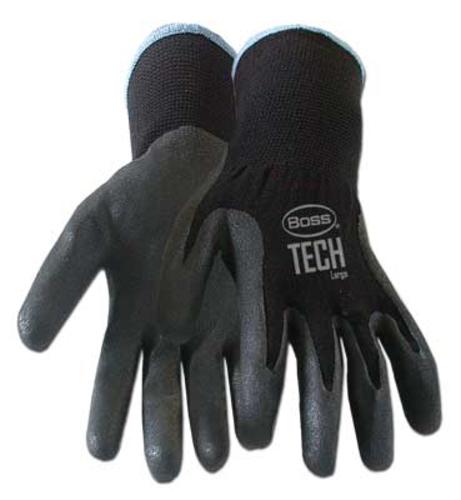 Boss 7820M Foam Nitrile Coated Nylon Shell Gloves, Black, Medium