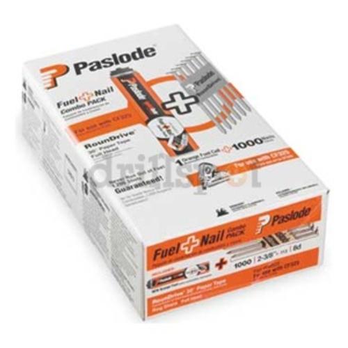Paslode 650523 2-3/8" x 0.113" 30° Full Round Head Paper Strip Collated Ring Shank Framing Nails 1000 count w/ Fuel Pack