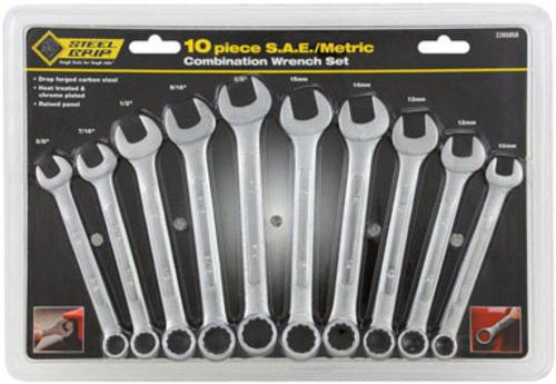 Steelgrip 2265858 10 Piece Combination Wrench Set, Carbon Steel