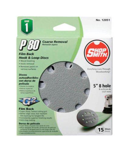 Shopsmith 12051 Film Back Hook & Loop Sandpaper Disc, 5"