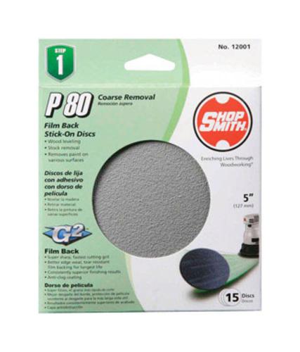 Shopsmith 12001 Film Back Stick-On Sanding Disc, 5"