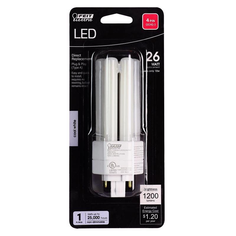 Feit Electric BPPLT26E841LED LED Light Bulb, 10 Watts, 120 Volt