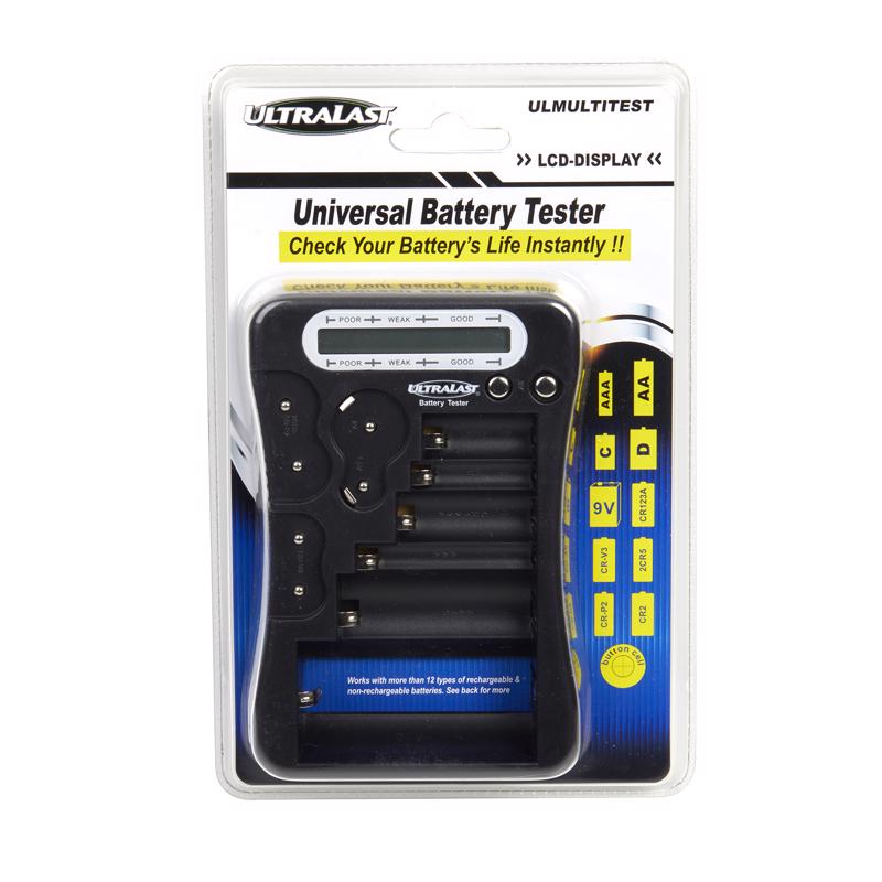 UltraLast ULMULTITEST Universal Battery Tester, Black