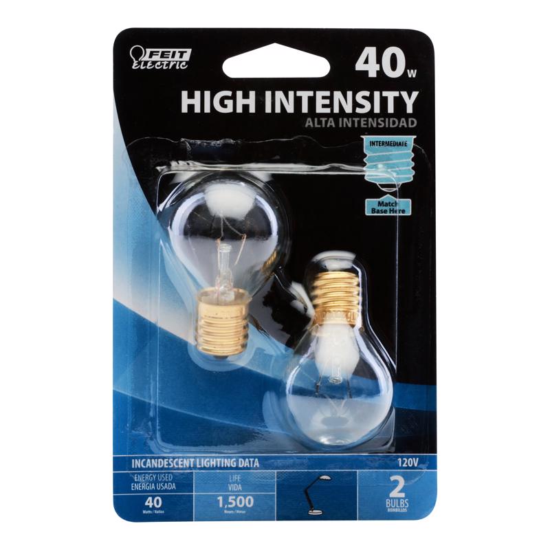 Feit Electric BP40S11N/2/RP Globe Incandescent Bulb, 40 Watts, 120 Volt