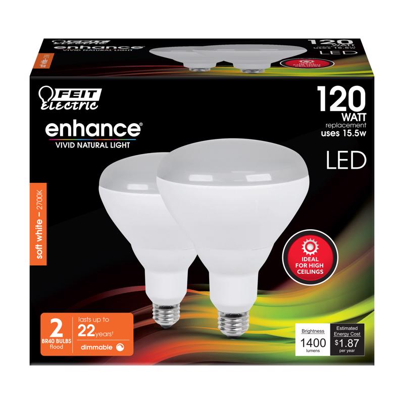 Feit Electric BR40DMHO/927CA2 Enhance BR40 LED Bulbs, 15.5 Watts, 120 Volt