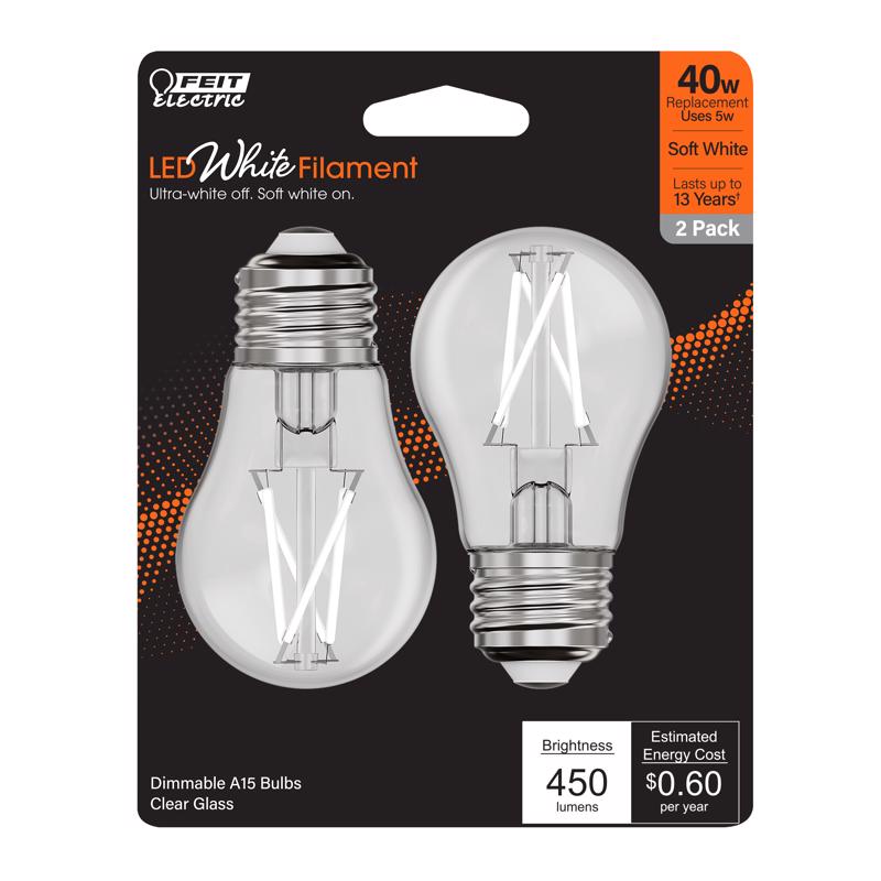 Feit Electric BPA1540927WFIL2 Filament LED Light Bulbs, 5 Watts, 120 Volt