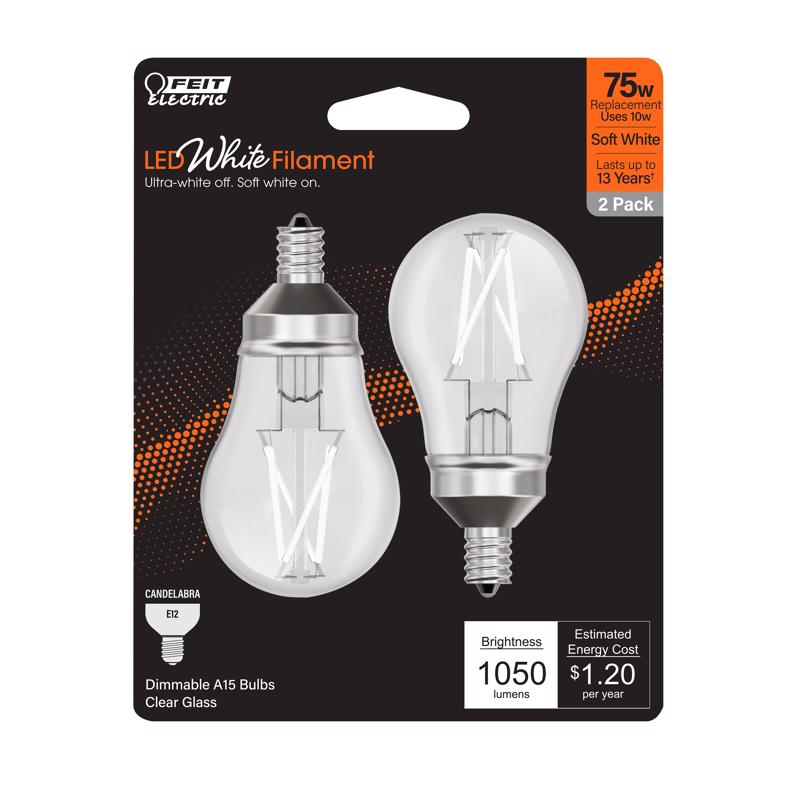 Feit Electric BPA1575C927WFL2 Filament LED Bulbs, 8 Watts, 120 Volt