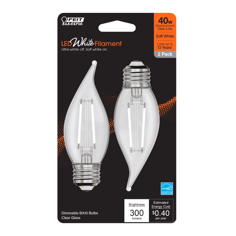 Feit Electric BPEFC40927WFIL2 Filament LED Bulbs, 3.3 Watts, 120 Volt