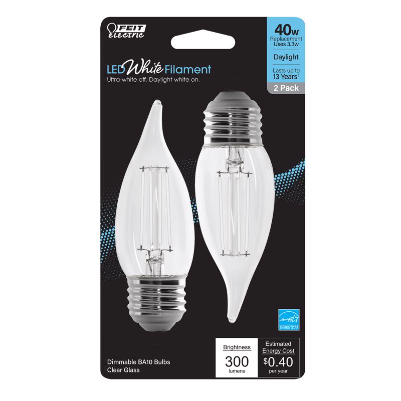 Feit Electric BPEFC40950WFIL2 Filament LED Bulbs, 3.3 Watts, 120 Volt