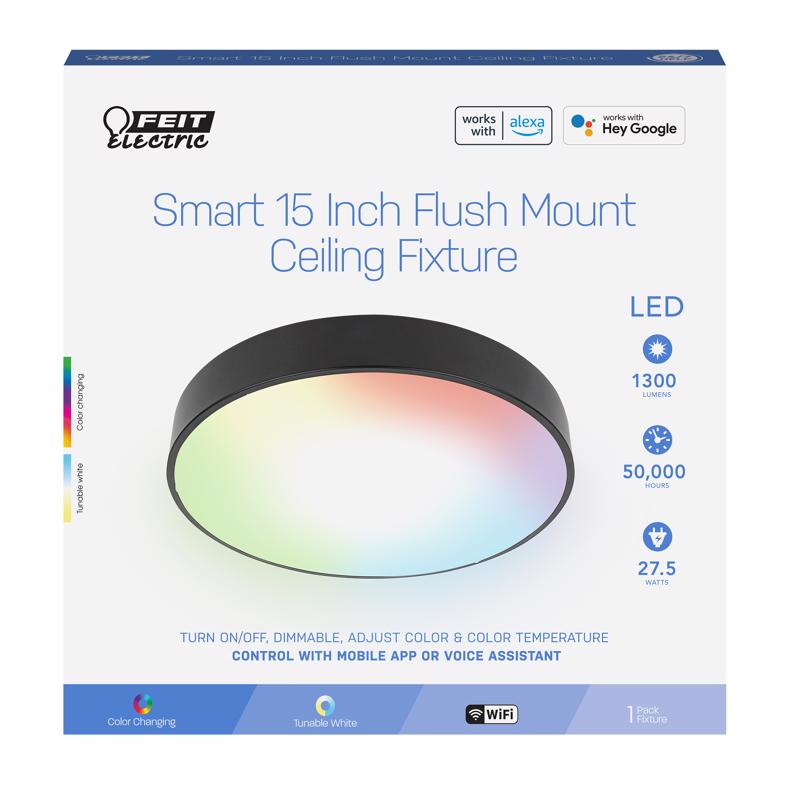Feit Smart FM15/RGBW/DIMAG Smart Ceiling Fixture, Silver, 15 inches