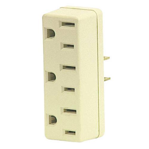 Leviton C21-00697-00I Outlet Adapter Grounded Triple Tap, 15 Amp