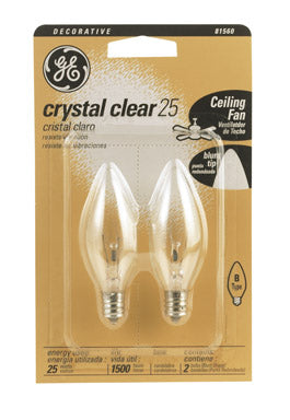 GE 81560 Ceiling Fan Light Bulbs, 25 Watt, 120 Volt