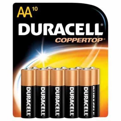 Duracell MN1500B10Z Alkaline Battery, AA, 1.5 Volt