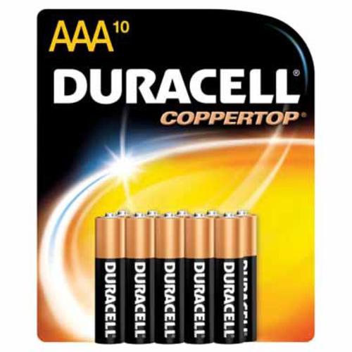 Duracell Coppertop MN2400B10Z Alkaline Battery, 1.5 Volt, AAA