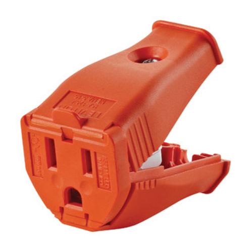 Leviton 003-3W102-0OR 2 Pole 3 Wire Grounding Cord Outlet, Orange