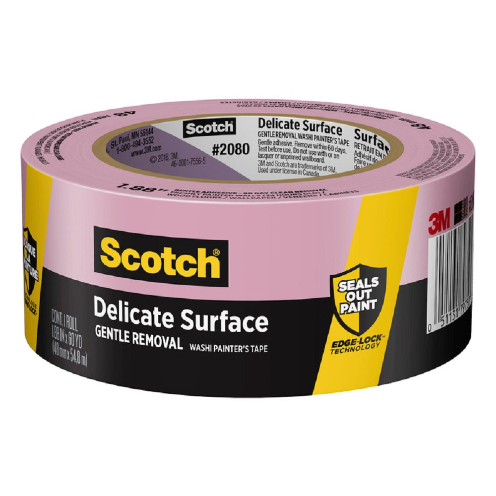 3M 2080-48NC Scotch Blue Painter's Tape Delicate Surface, 1.88 inch x 60 Yard