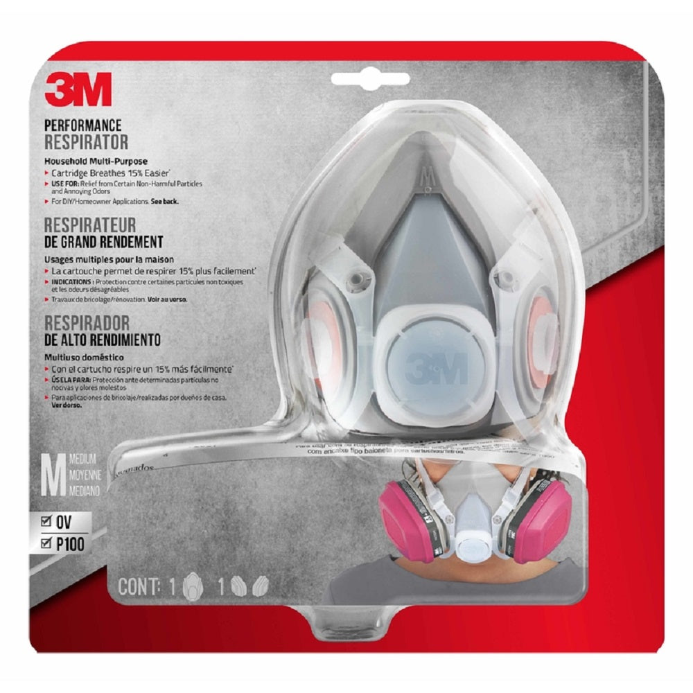 3M 65021HA1-C P100 Multi-Purpose Half Face Respirator, Medium
