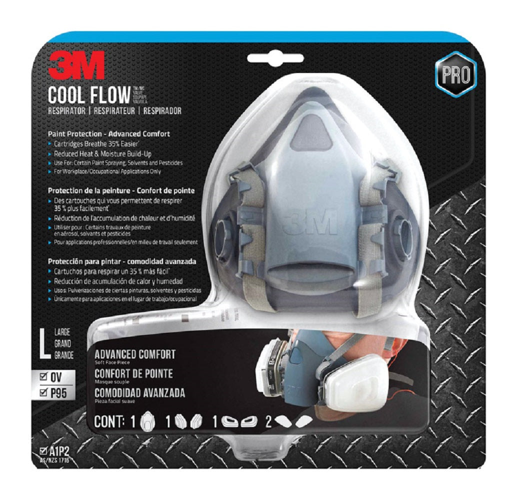 3M  7513PA1-A-PS Half Face Respirator, Large