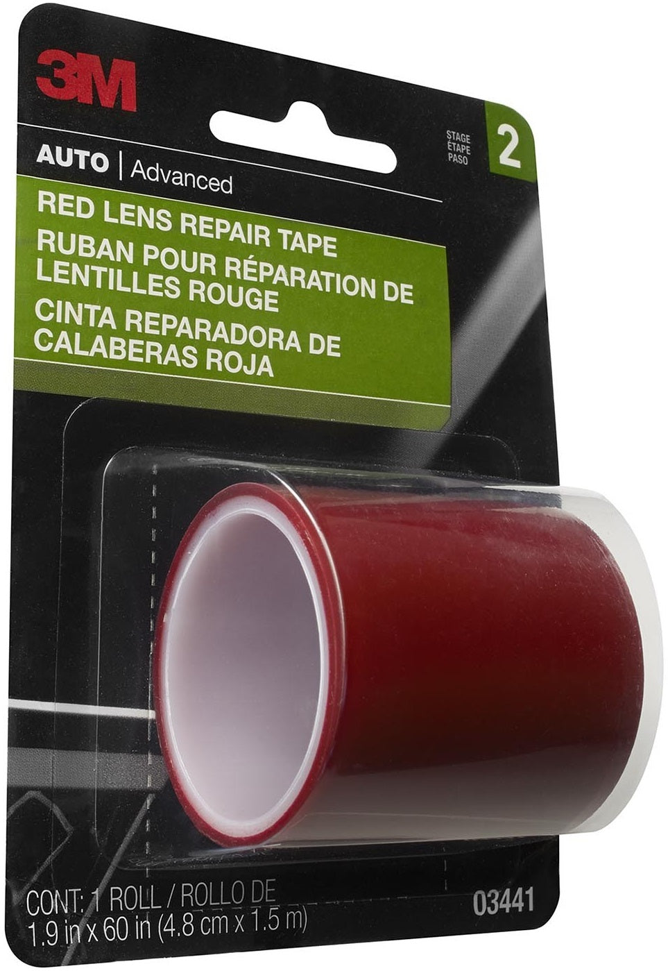 3M 03441 Automotive Lens Repair Tape, 1-1/2" x 60", Red