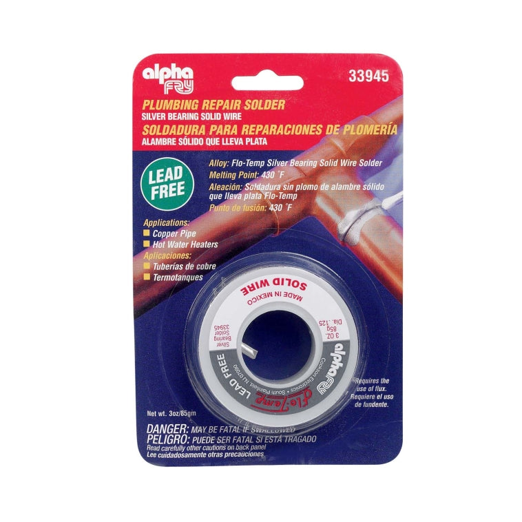 Alpha 33945 Flow-Temp Lead-Free Solid Wire Plumbing Solder, 3 Oz