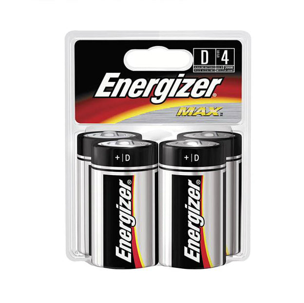 Energizer E95BP-4 Alkaline Battery, 1.5 Volt, D