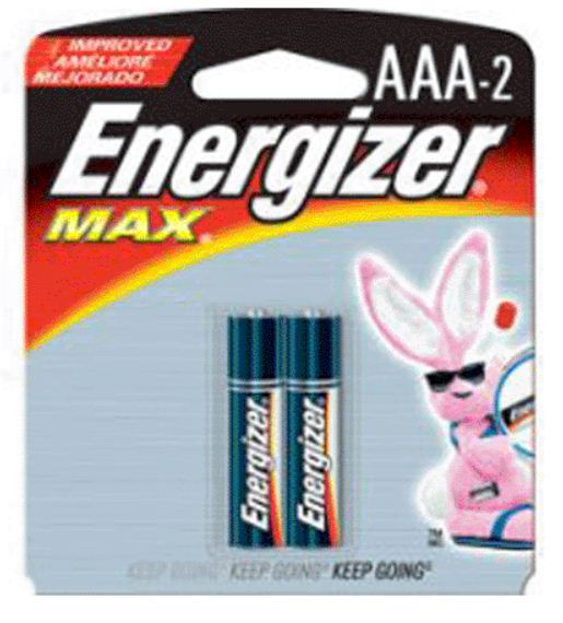 Energizer E92BP-2 Alkaline Battery, AAA, 1.5 Volt