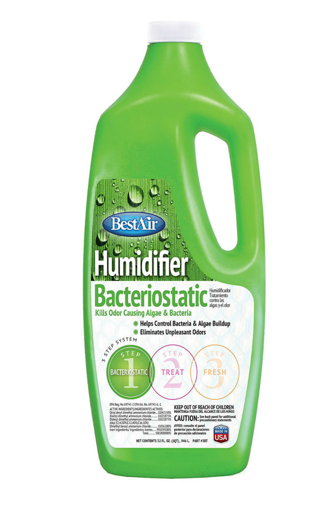 BestAir 3BT-PDQ-6 Water Treatment Humidifier Bacteriostatic, 32 Oz.