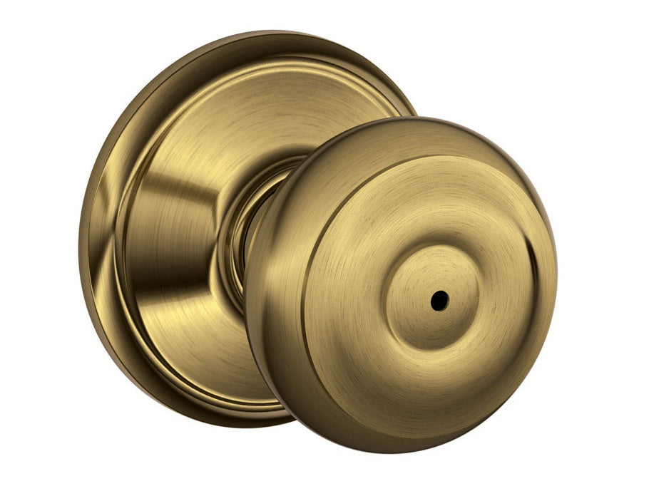 Schlage F40VGEO609 Privacy Latch, Antique Brass, 2-3/8" or 2-3/4"