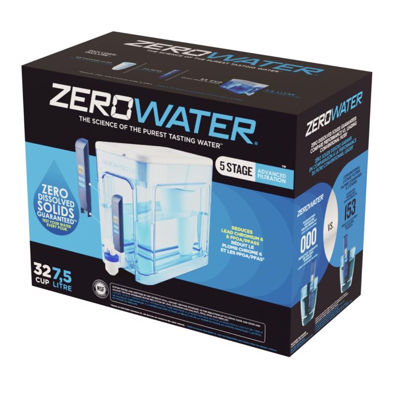 Zero Water ZD-032-RR Ready-Read Water Filtration Dispenser, Blue/White, 352 Cups