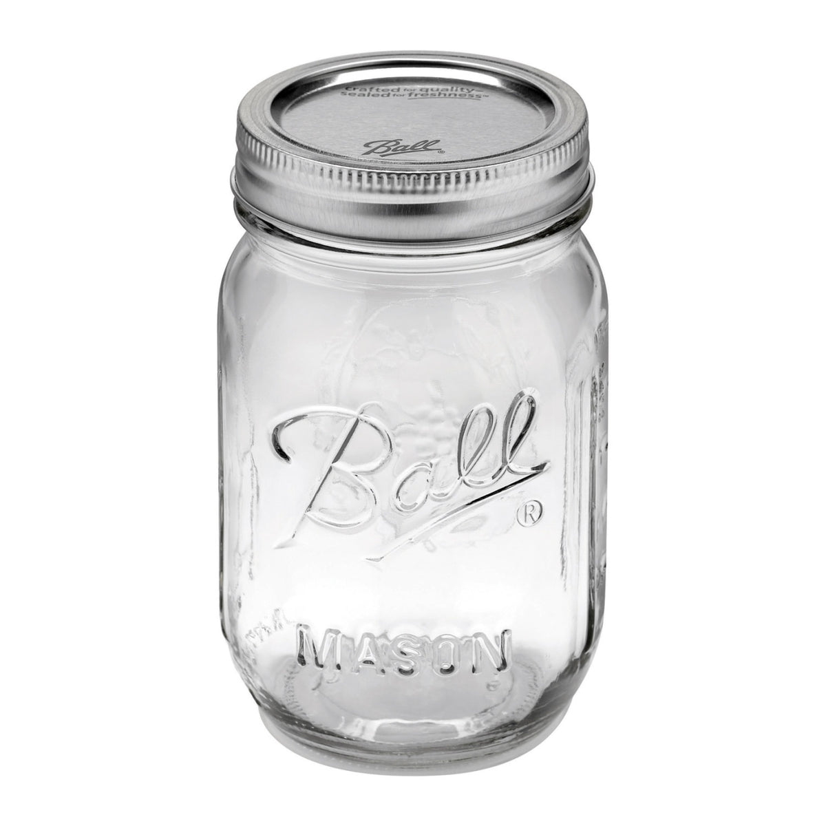 Ball 61000 Regular Mouth Mason Jars, 1 Pint (16 Oz), Box Of 12