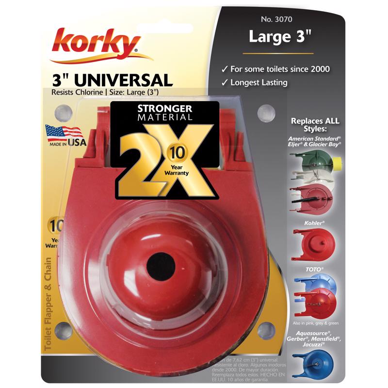 Korky 3070BP Universal Toilet Tank Flapper, Red