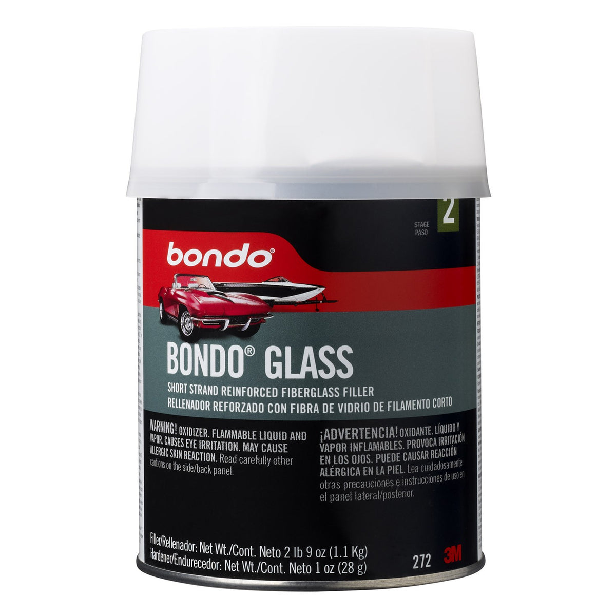 Bondo 272 Bondo-Glass Fiberglass Reinforced Filler, 1 Quarts, Red