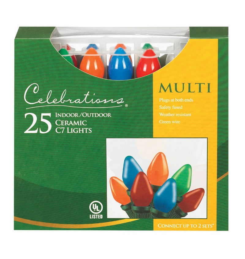 Celebrations B4BG4211 C7 Light Set, 25', Ceramic, 25 Multi-Color Lights