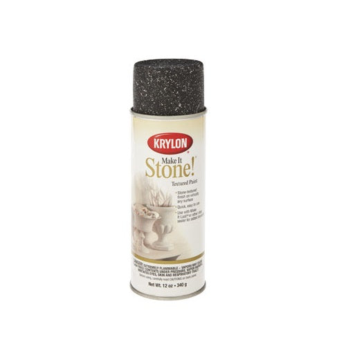 Krylon 18212 Make It Stone Textured Paint, 12 Oz, Obsidian