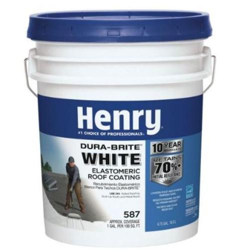 Henry HE587372 Roof Coating, 5 Gallon, White