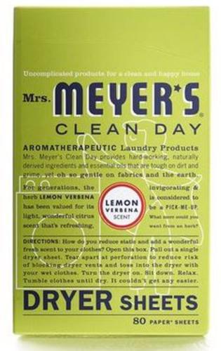 Mrs Meyers Clean Day 14248 Lemon Scent Fabric Softener Sheets, 80 Count