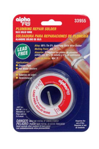 Alpha 33955 Lead-Free Non Electrical Solid Wire Solder, 3 Oz
