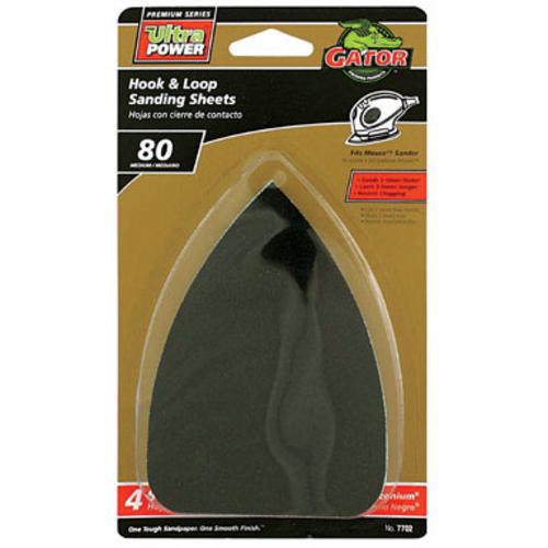 Gatorgrit 7702 Hook and Loop Detail Sanding Sheets 80 Grit, 4Pk