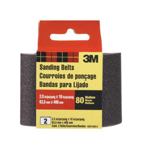 3M 9251-2 Sanding Belts 2 1/2"x16", 80 Grit, Medium