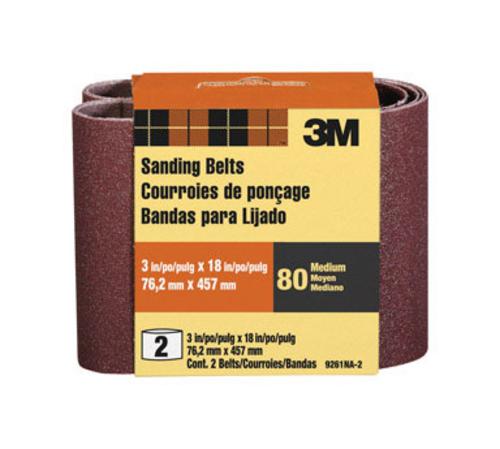 3M 9261-2 Sanding Belt 3"x18", 80 Grit, Medium
