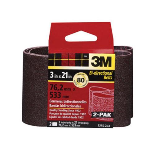 3M 9265-2 Power Sanding Belt 3"x21", 80 Grit, Medium