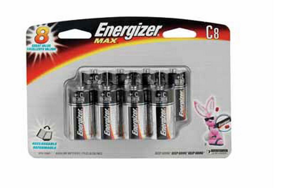 Energizer Max E93BP-8H Alkaline Batteries, 1.5 Volt, C Size